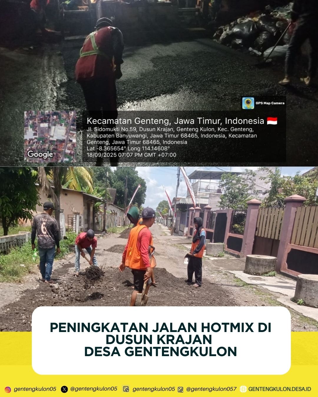 Gambar Berita PENINGKATAN JALAN HOTMIX DI DUSUN KRAJAN  DESA GENTENGKULON