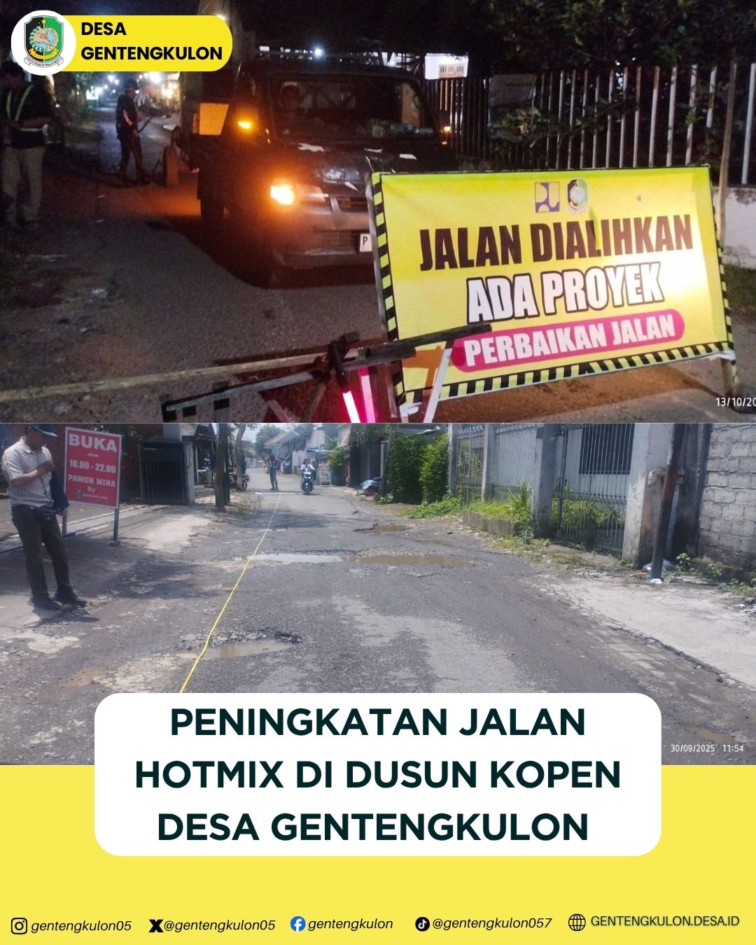 Gambar Berita PENINNGKATAN JALAN HOTMIX DI DUSUN KOPEN DESA GENTENGKULON